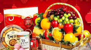 Giỏ hoa quả Tết đẹp mắt